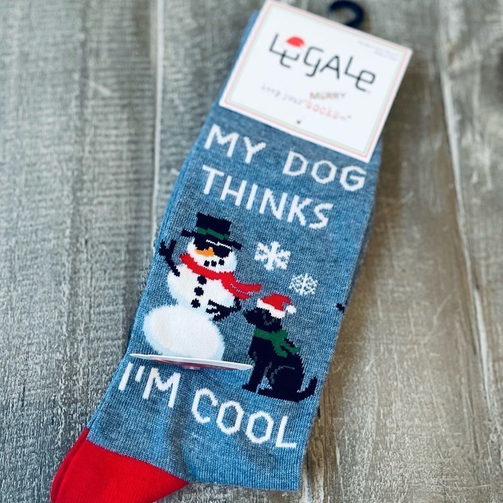 Dog Thinks I’m Cool Snowman Christmas Fun Socks